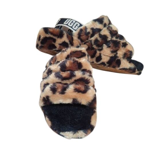 UGG Fluff Yeah Slide Spotty Sandals | Leopard Print | Size 8 | New in Box - Picture 1 of 8